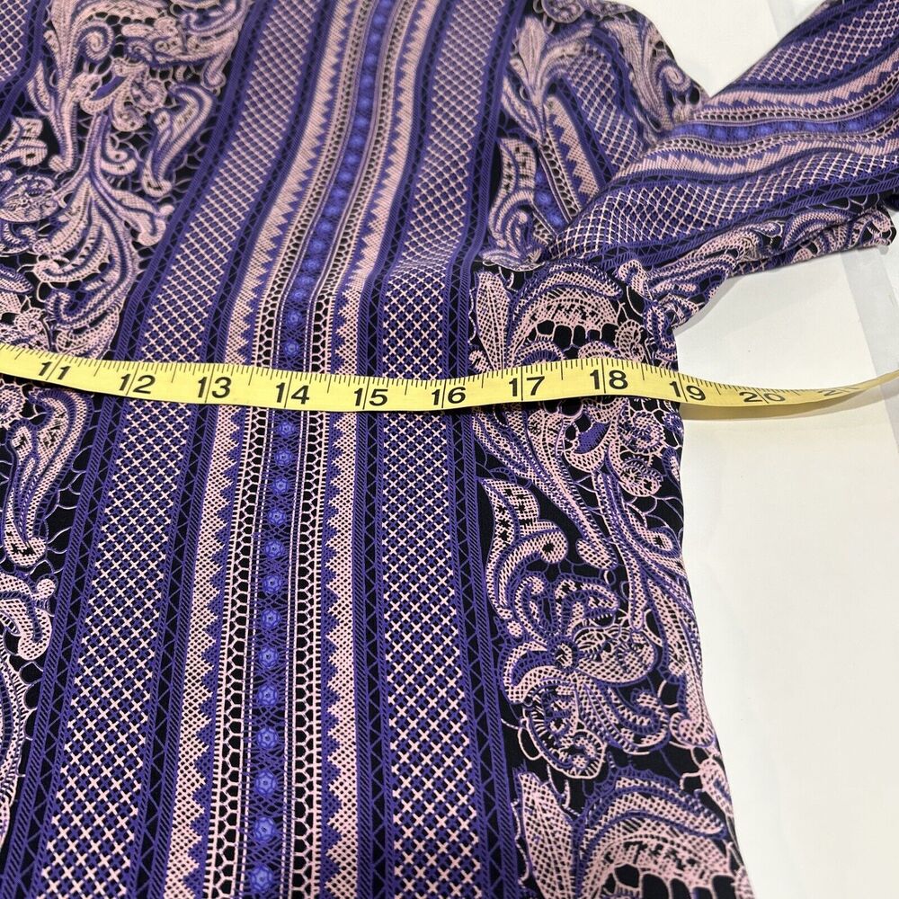 Ciaosport Vintage Set Size 6 Purple Blouse And pleated Skirts geometric/floral - Picture 6 of 14